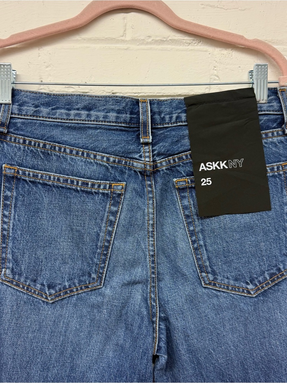 NWT ASKK NY Raw Hem Mid rise Straight Jean Size 25 - Picture 8 of 10